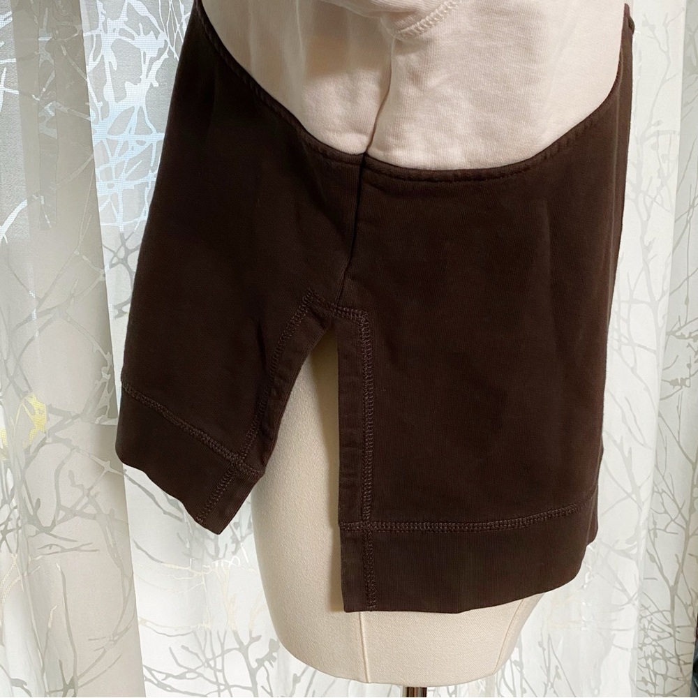 GANNI brown cream two tone Embroidered logo crewneck cotton fleece sweatshirt - Picture 6 of 9
